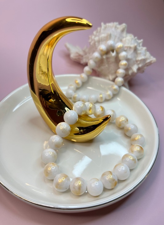 Gold-With Silk Pearl Power Armband - 8 mm
