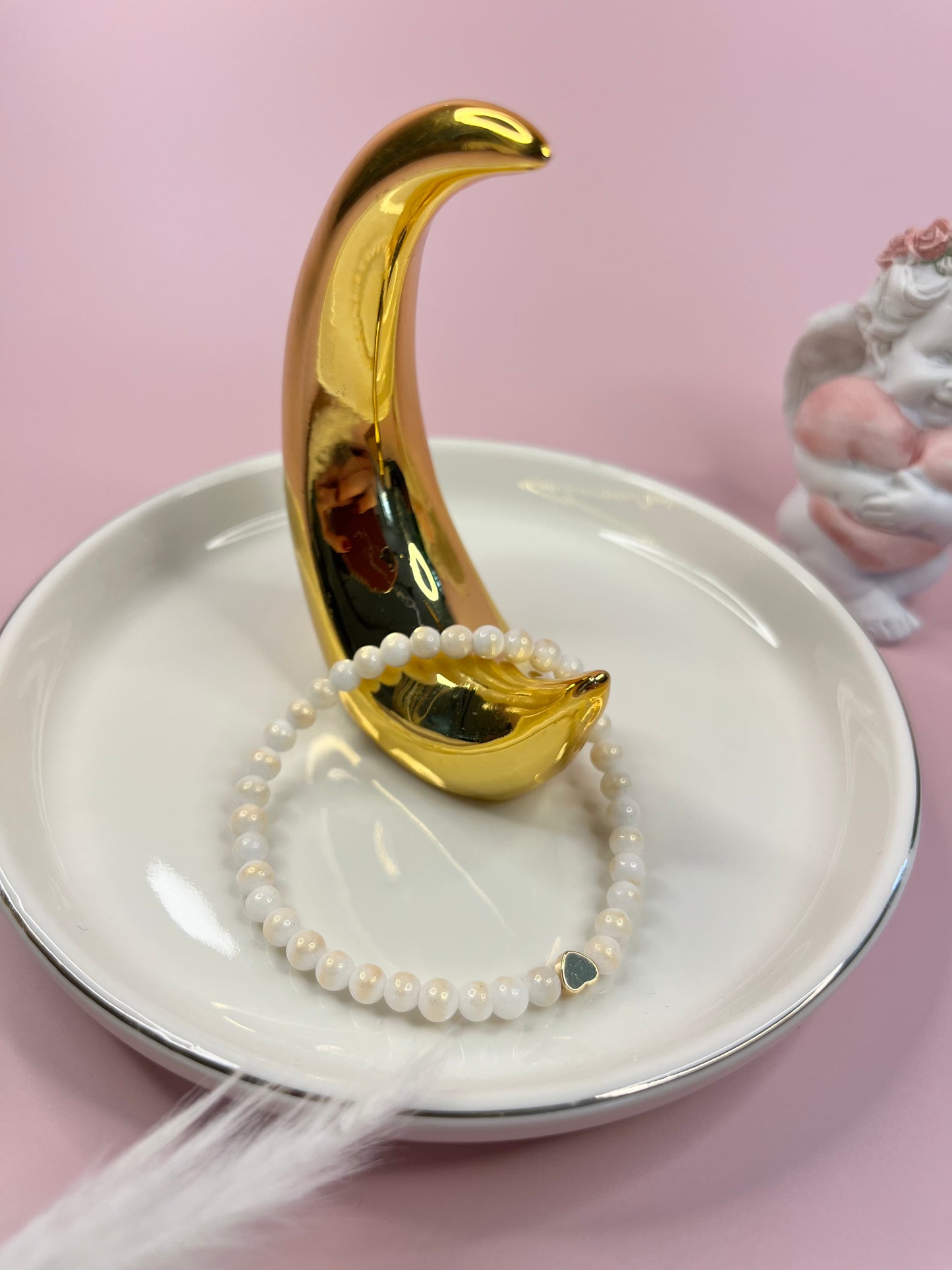 Gold-With Silk Pearl Power Armband - 4 mm