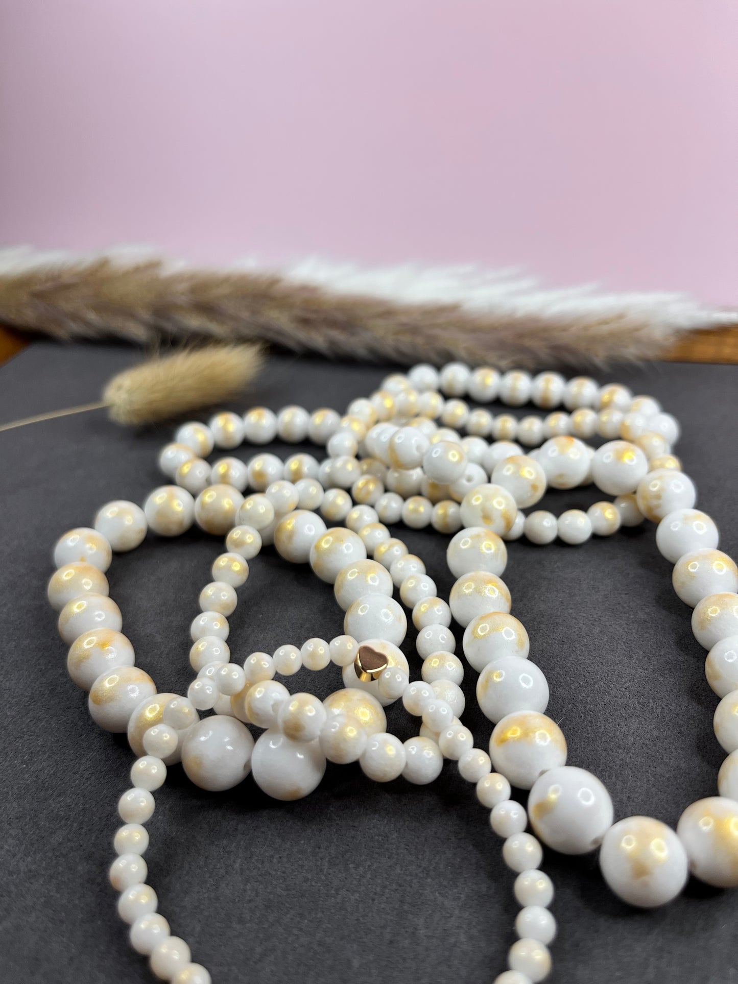 Gold-With Silk Pearl Power Armband - 4 mm